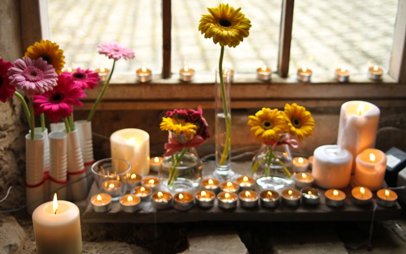 Ashbarton Estate - Ash Barton Estate wedding venue Devon candles boho