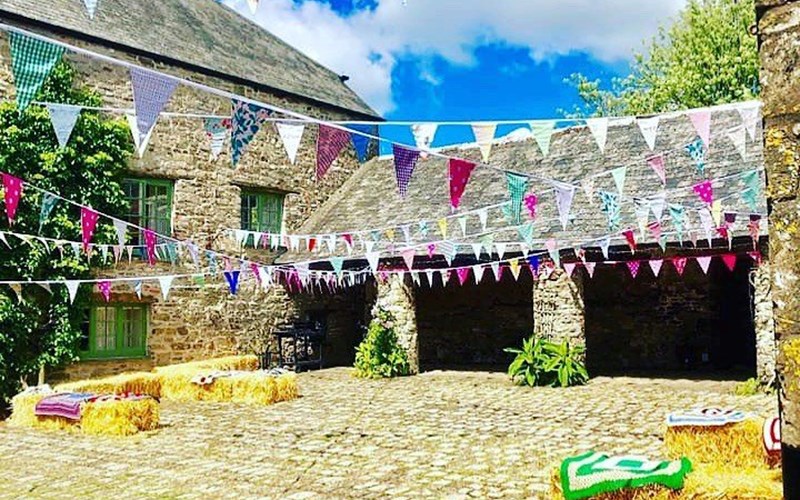 Ashbarton Estate - Ash Barton Estate Wedding Venue festival bunting hay bales