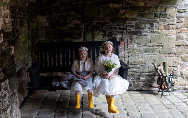 Ashbarton Estate - Ash Barton wedding venue Devon swing chair cute bridesmaids