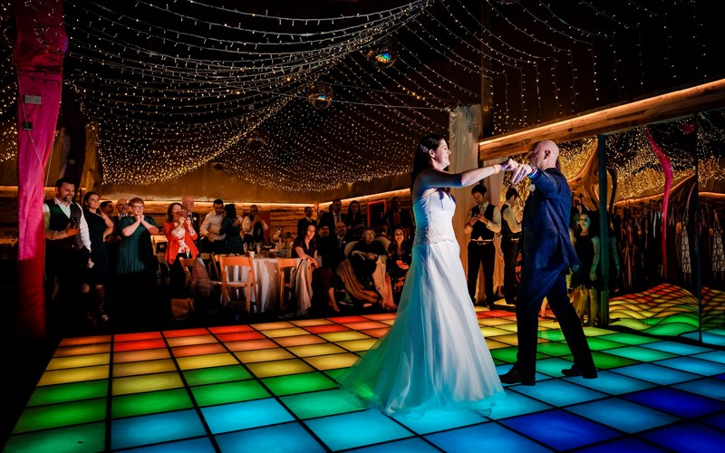 Ashbarton Estate - Ash Barton wedding venue Devon disco dance floor party barn 