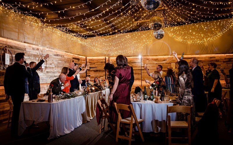 Ashbarton Estate - Ash Barton wedding venue Devon fairy lights disco balls bar