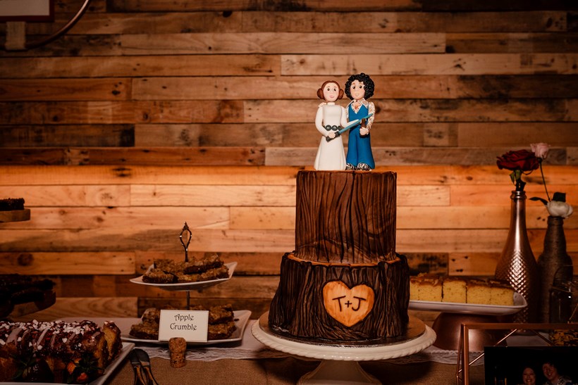 Star wars cake topper at Ash Barton Devon wedding venue