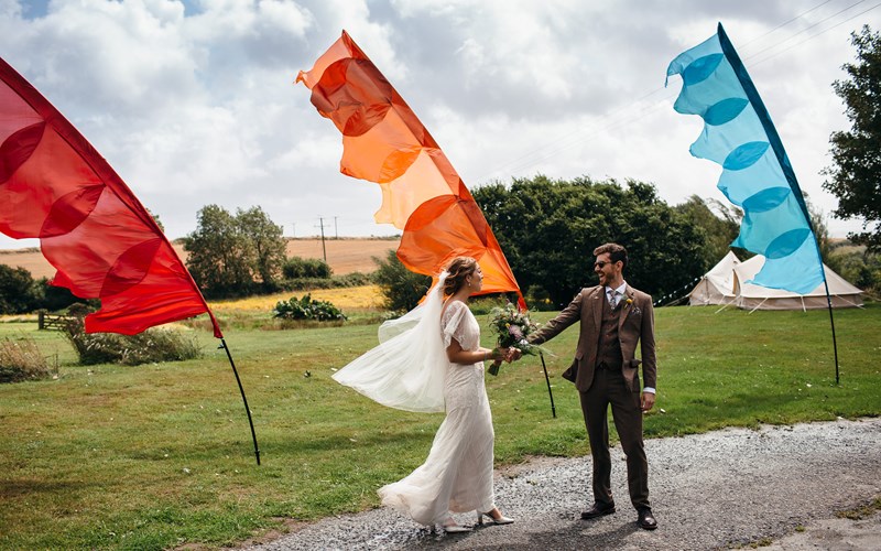 Ashbarton Estate - Ash Barton wedding venue Devon festival flags