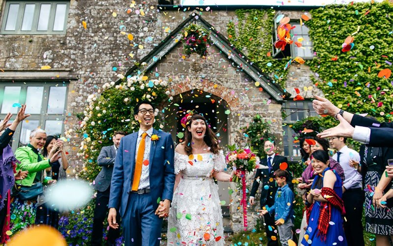 Ashbarton Estate - Ash Barton wedding venue Devon colourful alternative confetti