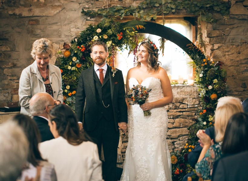Moongate flower arch at Ash Barton Wedding Devon