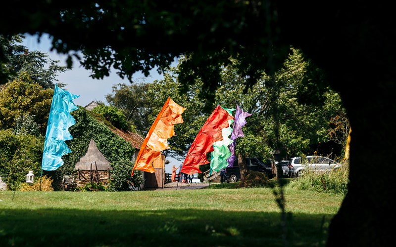 Ashbarton Estate - Ash Barton wedding venue Devon festival flags