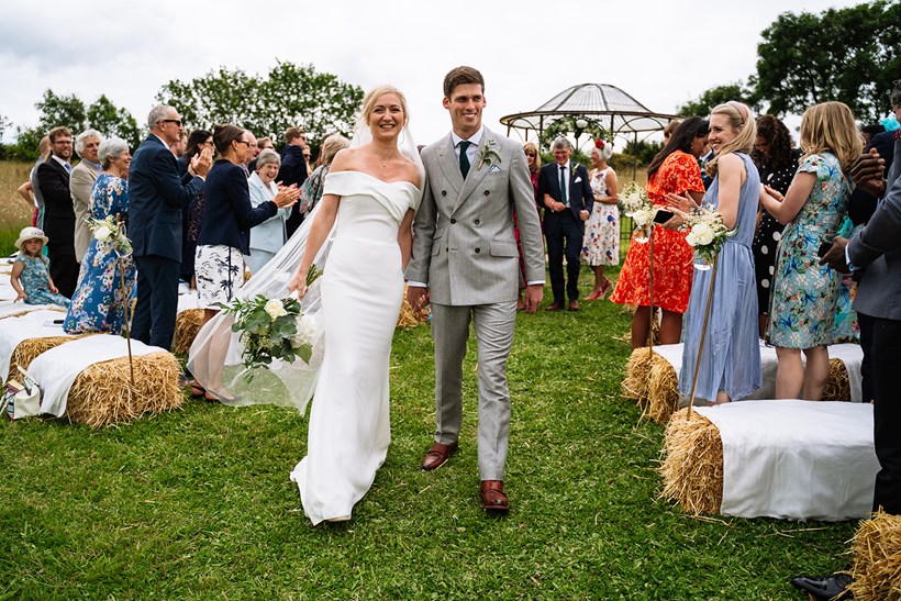 Bride and groom outdoor wedding Ash Barton Devon