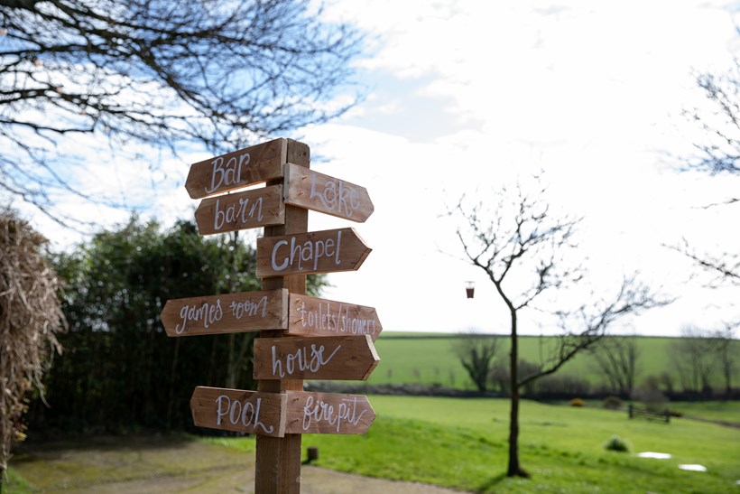 Sign post at Ash Barton Devon wedding venue