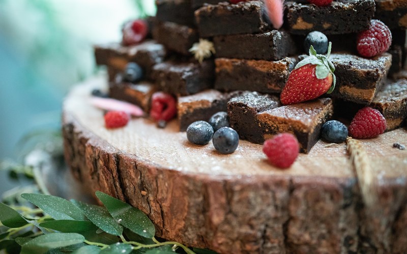 Ashbarton Estate - Brownies wedding cake at Ash Barton wedding venue Devon 