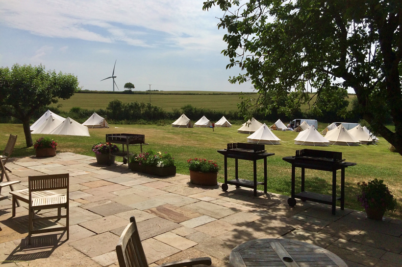 Patio and tents at Ash Barton Devon Wedding  Venue