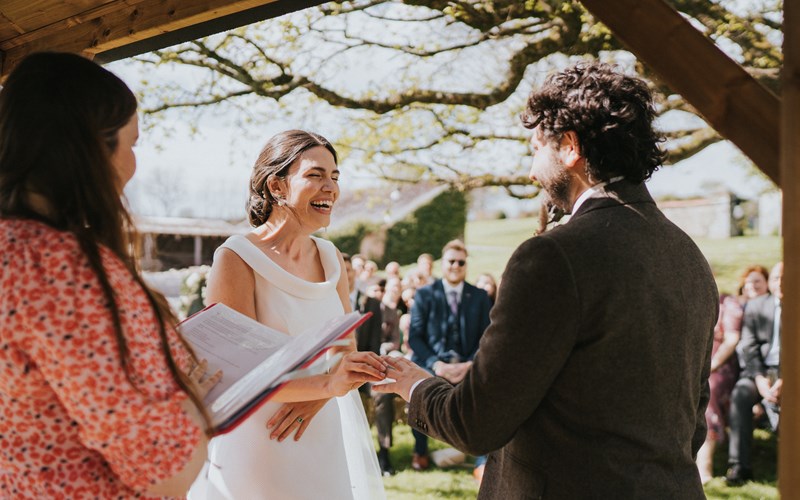 Ashbarton Estate - Bride and groom under old oak tree at Ash Barton wedding venue Devon 