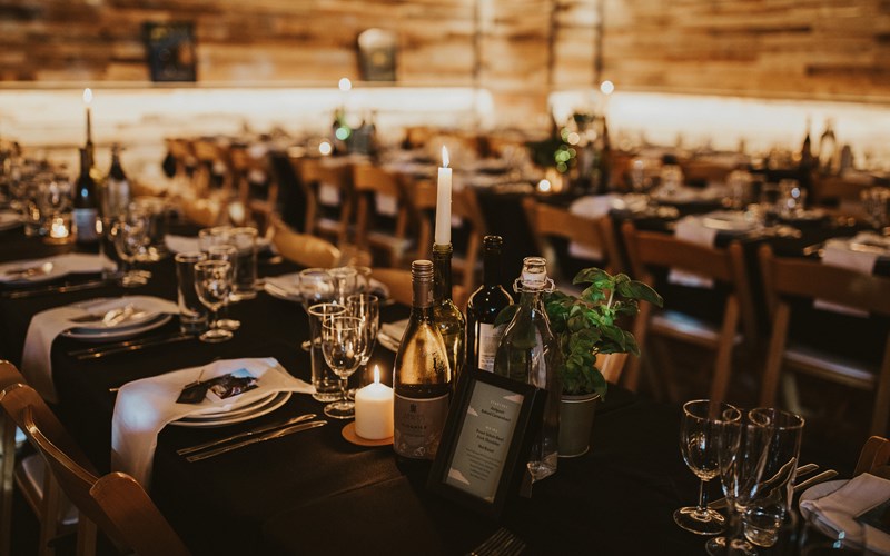 Ashbarton Estate - Dramatic table decorations at Ash Barton wedding venue Devon 