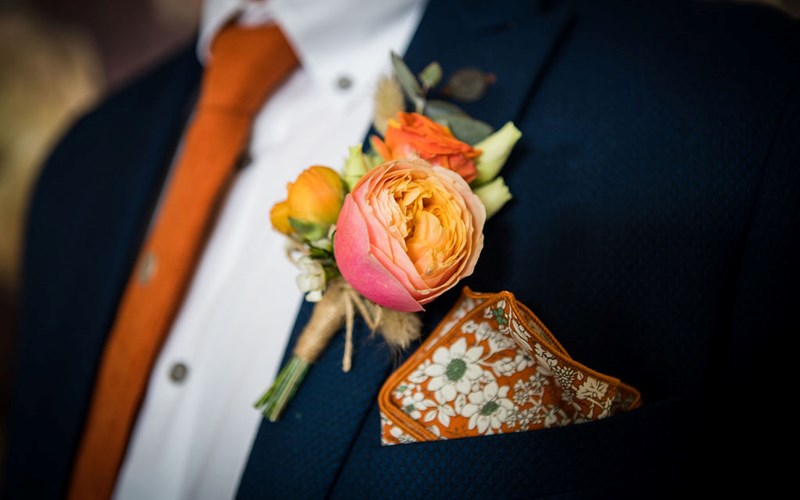 Ashbarton Estate - Groom’s boutonniere at Ash Barton wedding venue Devon