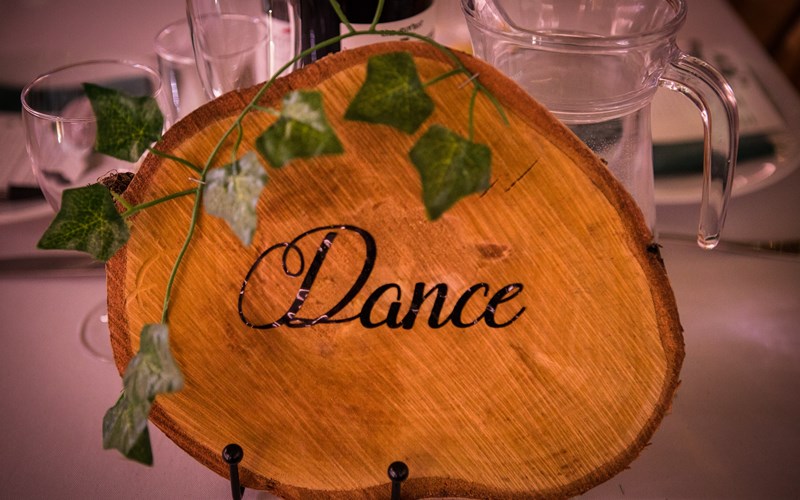Ashbarton Estate - Wooden dance sign at Ash Barton wedding venue Devon